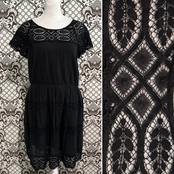 SANDRO ✨ Paris Couture Lace linen cotton lined cap sleeve dress | Sz 3 M - Picture 1 of 6
